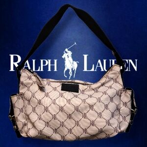Lauren Ralph Lauren Tan/Black Short Strap Satchel With Zipp up Side Metal Buckle